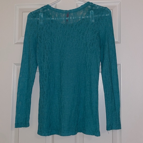 Long Sleeved Aqua Gauze Top - Picture 3 of 4